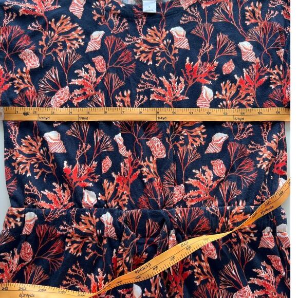 Liz Claiborne Navy/Orange Shell Print Short Sleeve Shirt Dress- S - Picture 8 of 9